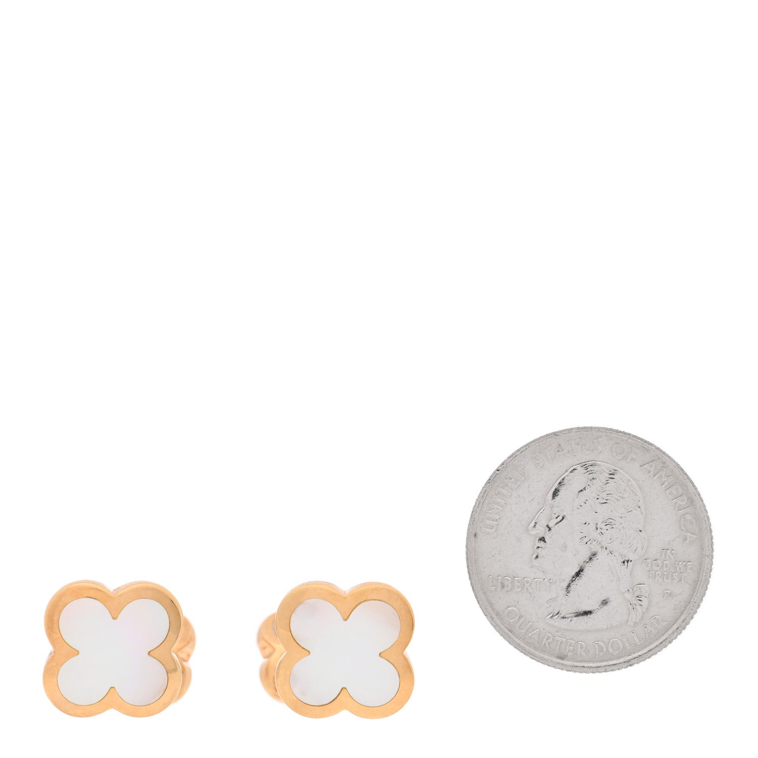 Van Cleef & Arpels 18K Yellow Gold Mother of Pearl Pure Alhambra Cufflinks 2 of 4
