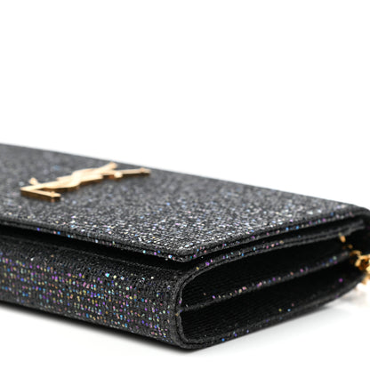 Saint Laurent Glitter Classic Monogram Chain Wallet Black Multicolor 9 of 10