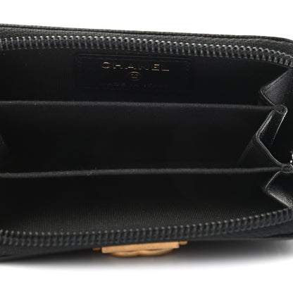 Chanel Caviar Quilted Boy Zip Around Coin Purse Wallet Black 4 of 6