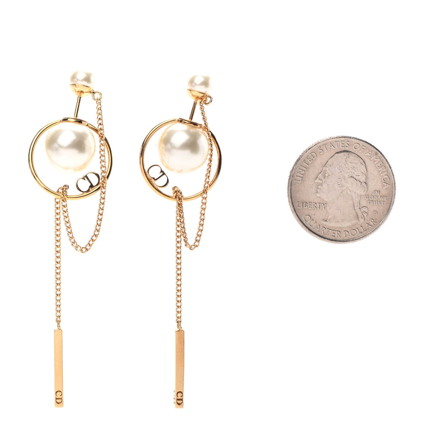 Pearl Tribales Dangle Chain Earrings Gold