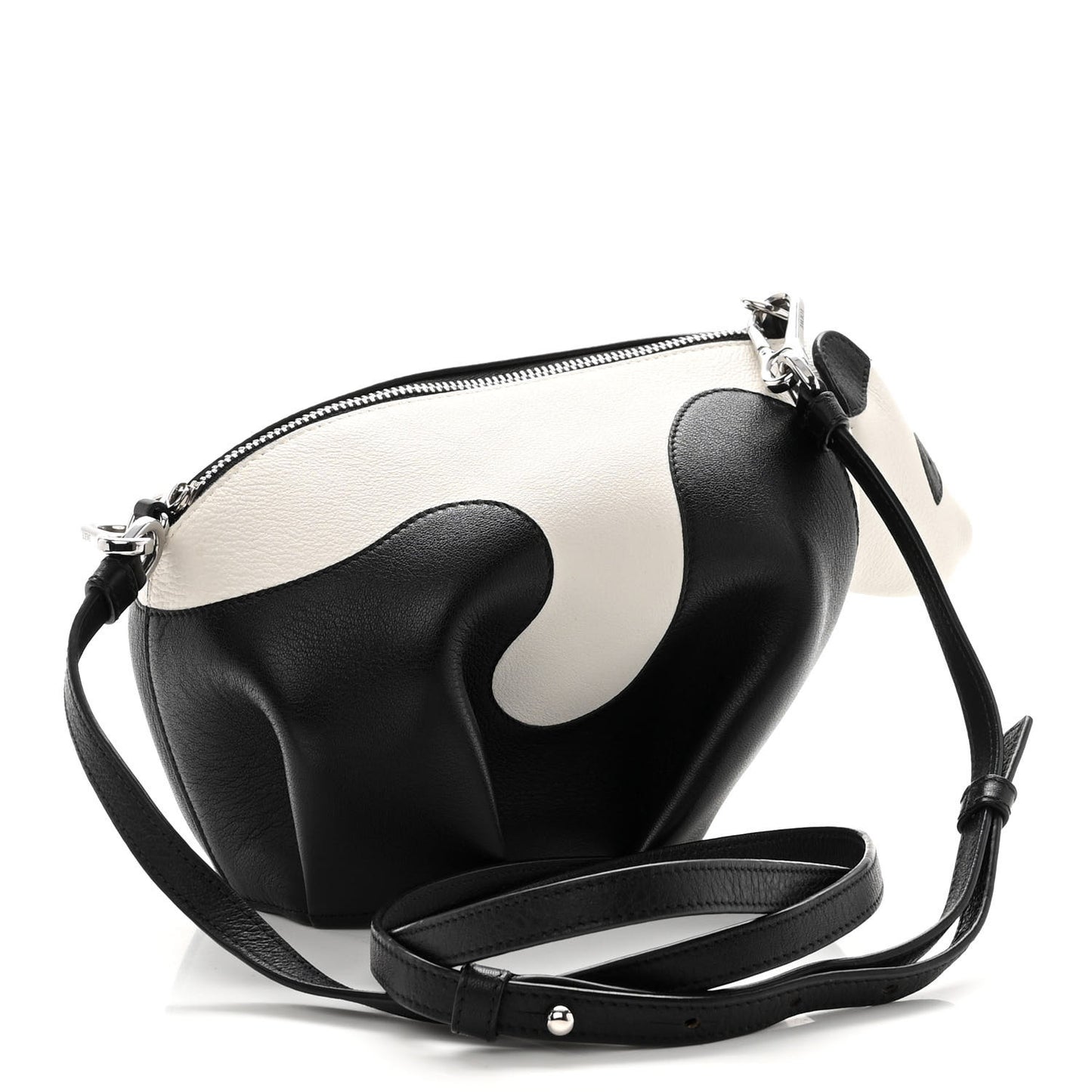Calfskin Panda Crossbody Black White