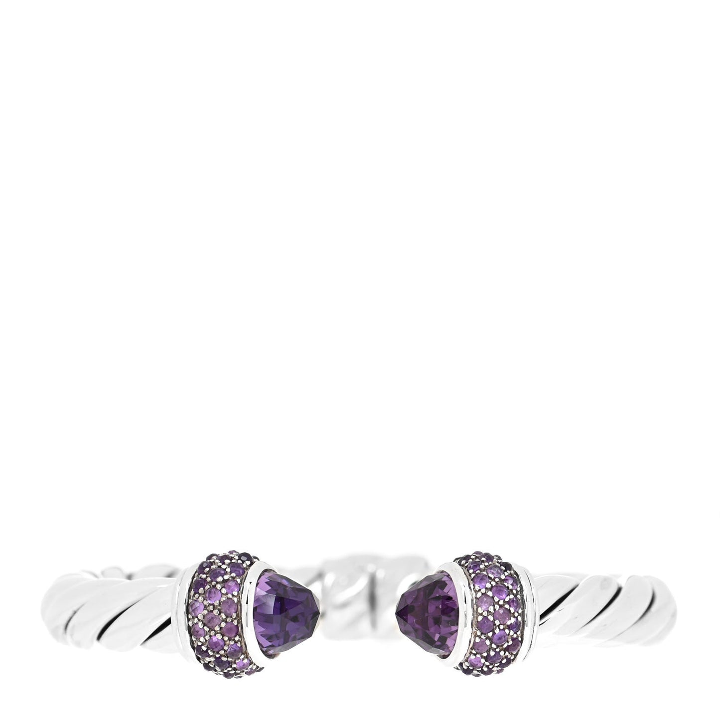 Sterling Silver Amethyst Ostera 10mm Cable Hinge Bracelet