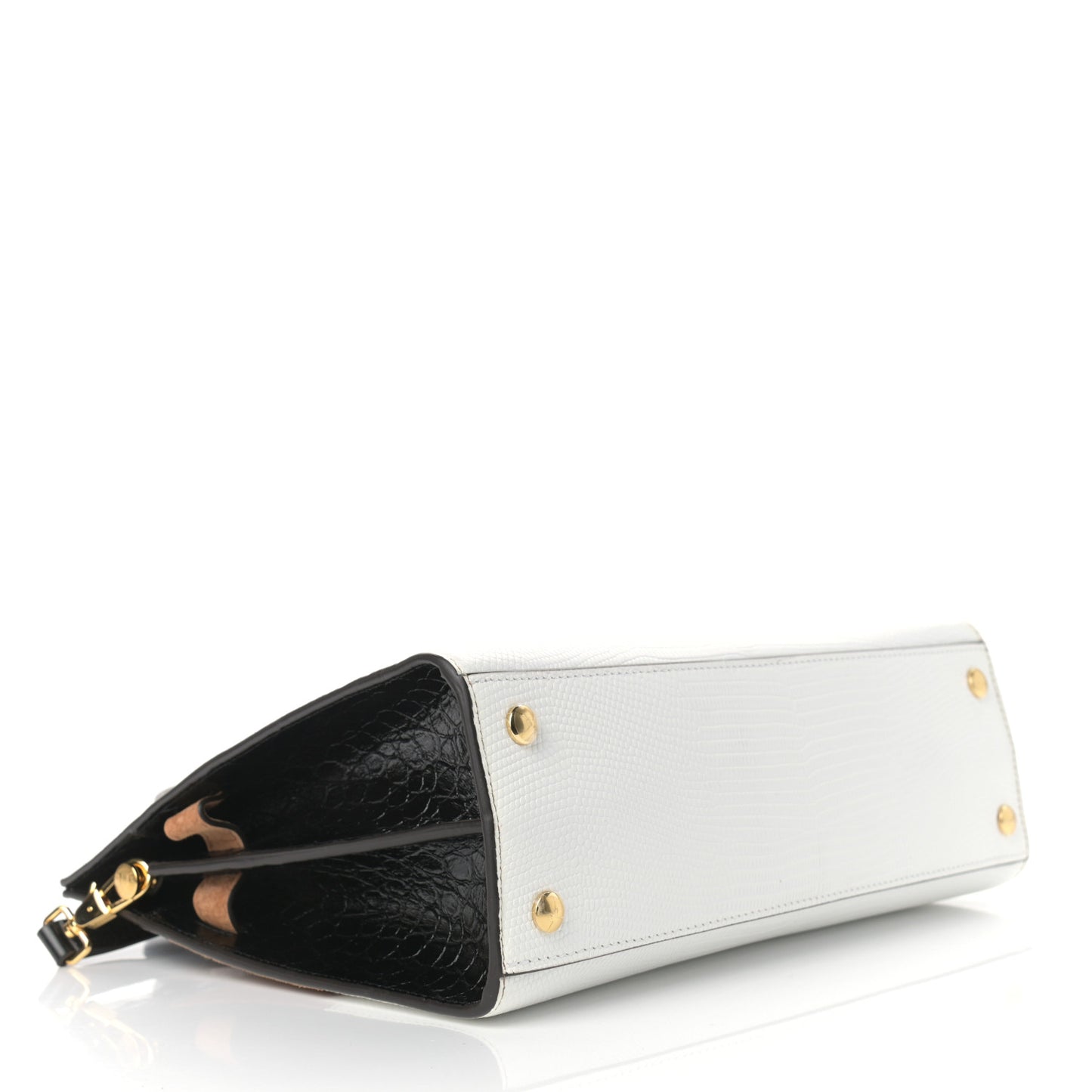 Deerskin Suede Crocodile Embossed Calfskin Medium Title Bag