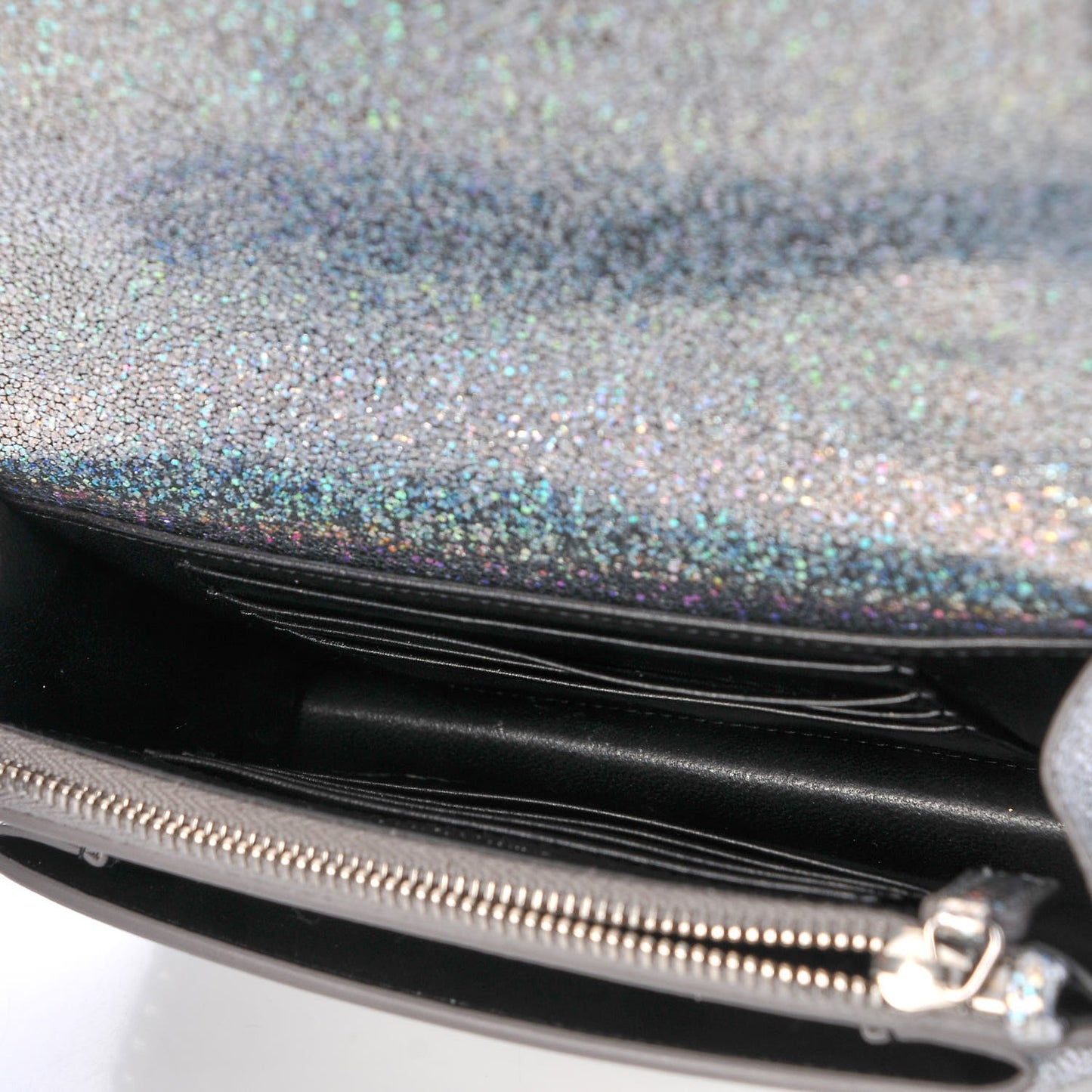 Metallic Crackled Calfskin Monogram Sunset Chain Wallet Star Light