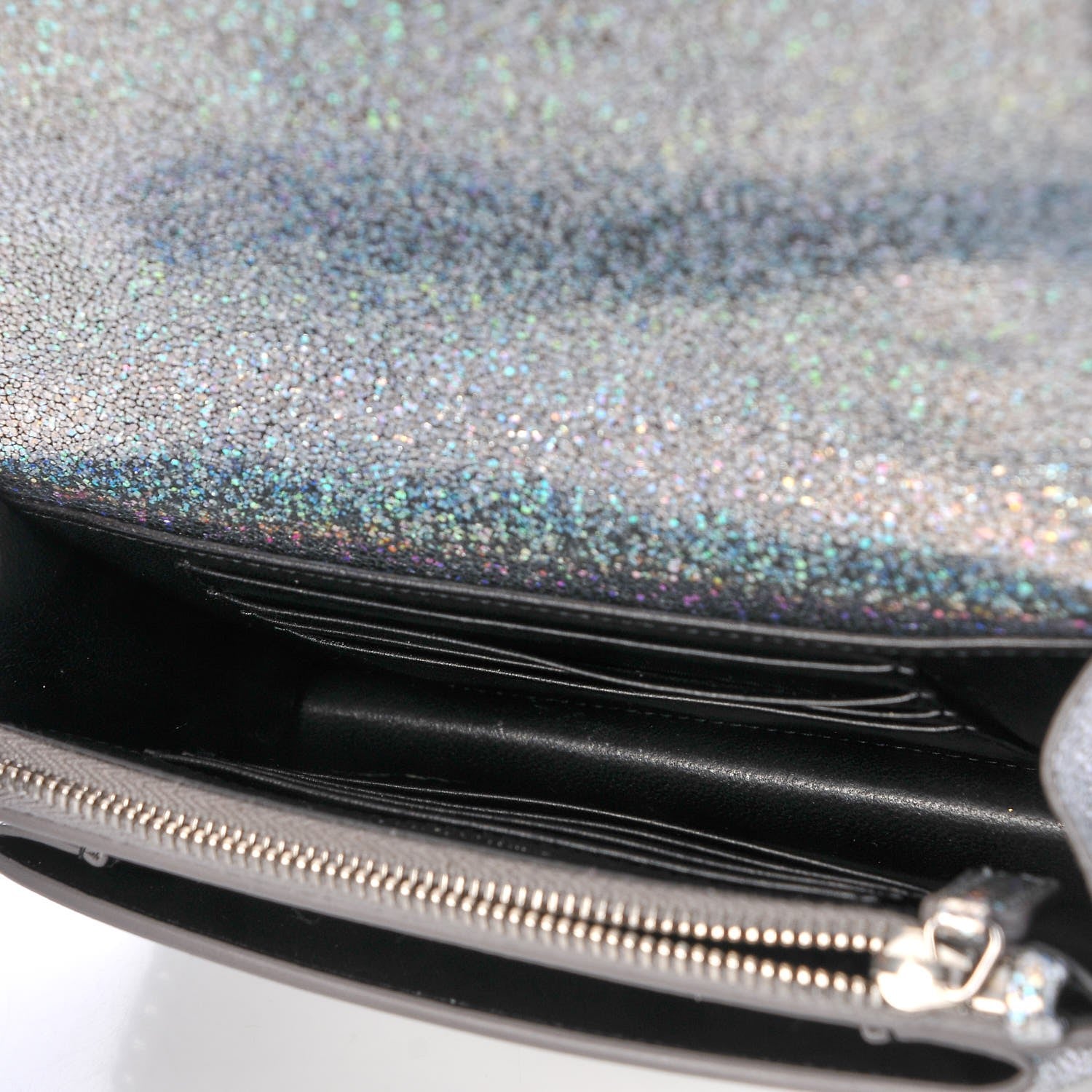 Saint Laurent Metallic Crackled Calfskin Monogram Sunset Chain Wallet Star Light 7 of 15