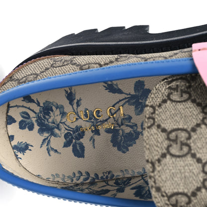 Gucci GG Supreme Monogram Cordovan Lux Womens Harald Horsebit 25mm Platform Loafers 37.5 Beige Sugar Pink Crop Shine Purple Marine 8 of 9