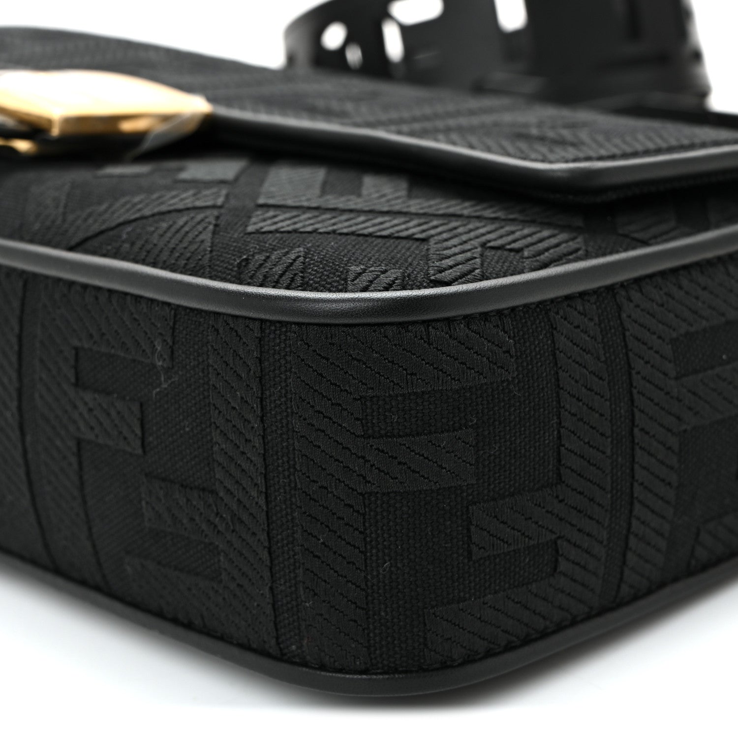 Fendi Canvas Vitello King Extra Strap FF Embroidered Baguette Black 10 of 10