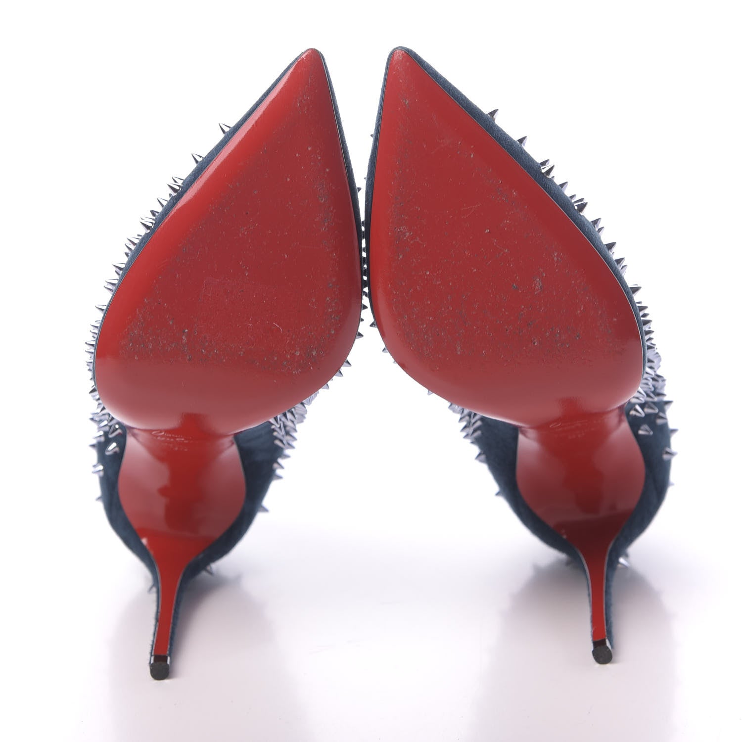 Christian Louboutin Veau Velours Studded Escarpic 100 Pumps 38 Quartz Petrol 5 of 8