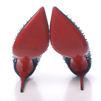 Christian Louboutin Veau Velours Studded Escarpic 100 Pumps 38 Quartz Petrol 5 of 8