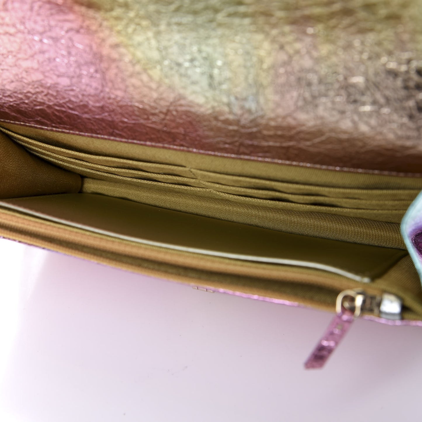 Metallic Goatskin Quilted 2.55 Reissue Wallet on Chain WOC Multicolor