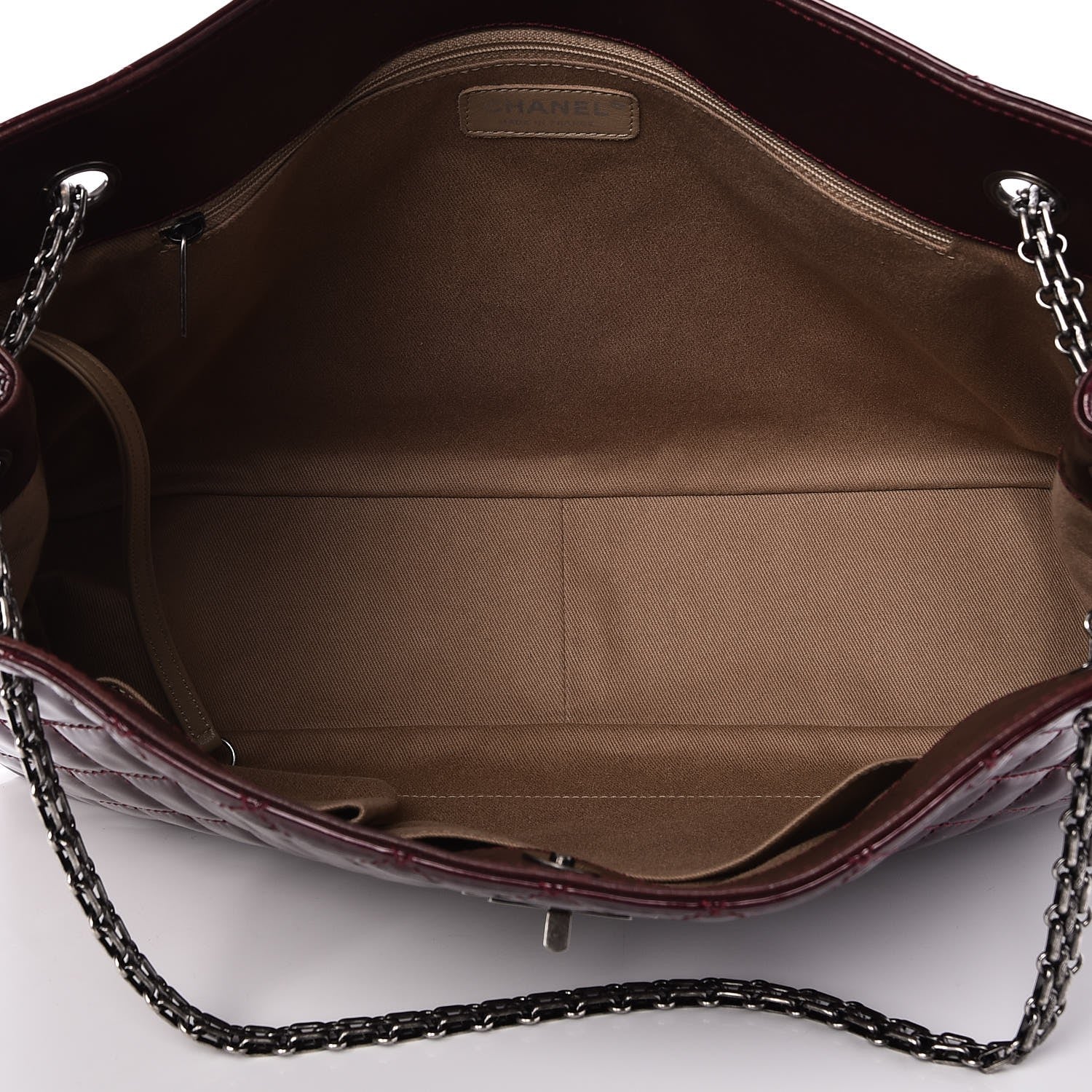 Chanel Patent Calfskin Quilted Reissue 2.55 Tote Burgundy 6 of 8
