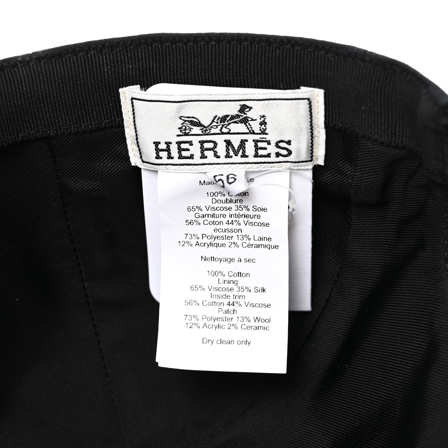 Hermes Cotton Davis H Sellier Cap 56 Black 8 of 9