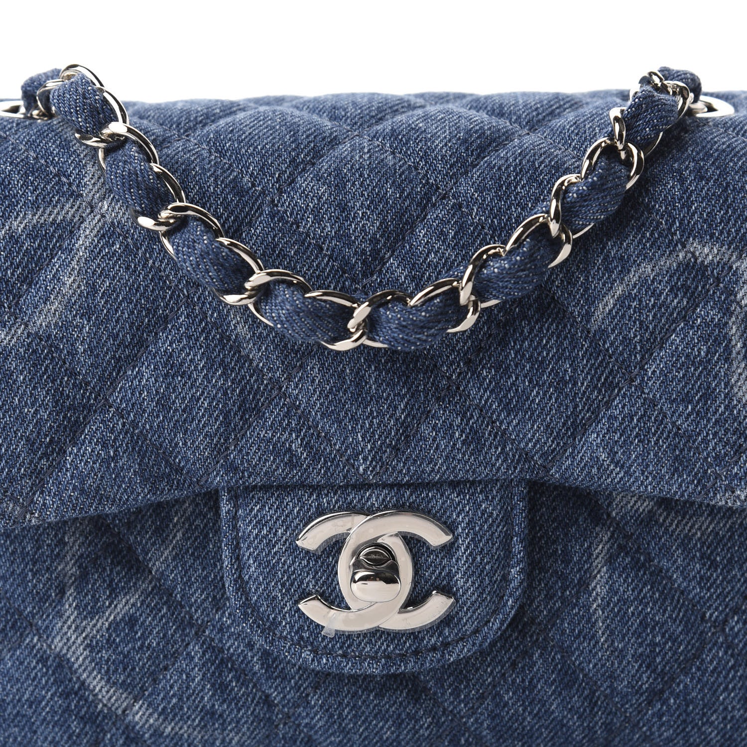Chanel Denim CC Quilted Mini Square Flap Blue 10 of 11