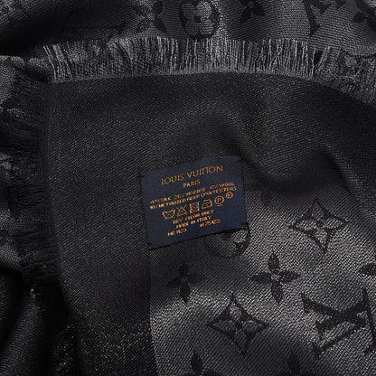 Louis Vuitton Silk Lurex Wool Monogram Shine Shawl Black 3 of 3