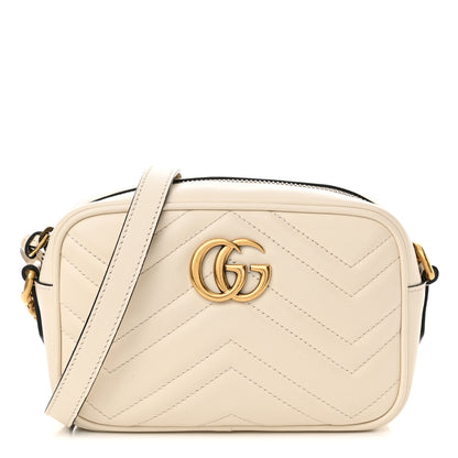 Gucci Calfskin Matelasse Mini GG Marmont Chain Shoulder Bag White 1 of 13