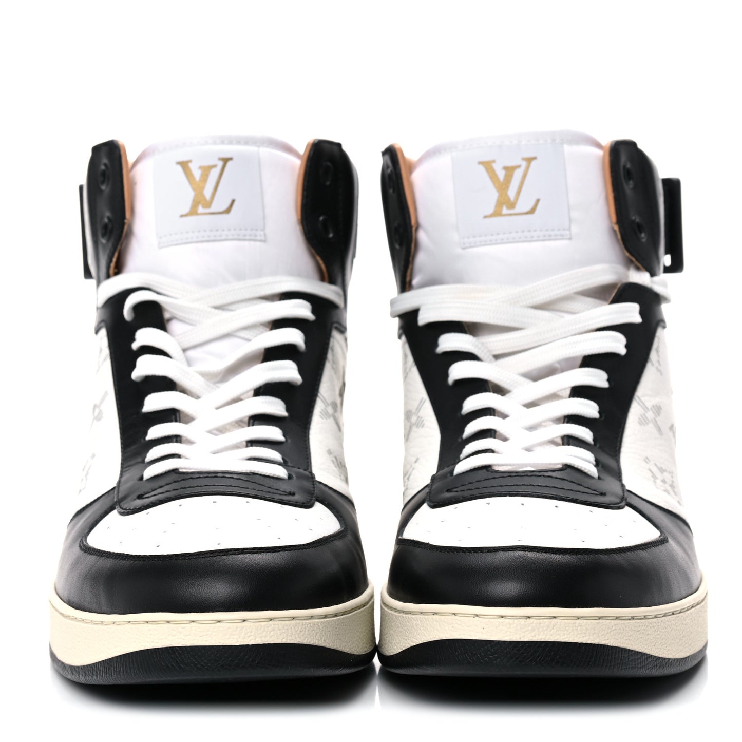 Calfskin Monogram Mens Rivoli High Top Sneakers 9.5 Black