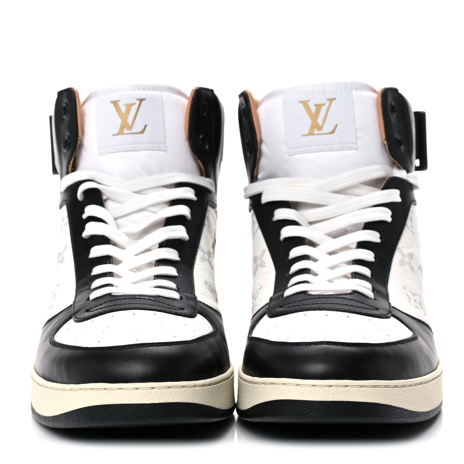 Louis Vuitton Calfskin Monogram Mens Rivoli High Top Sneakers 9.5 Black 2 of 14