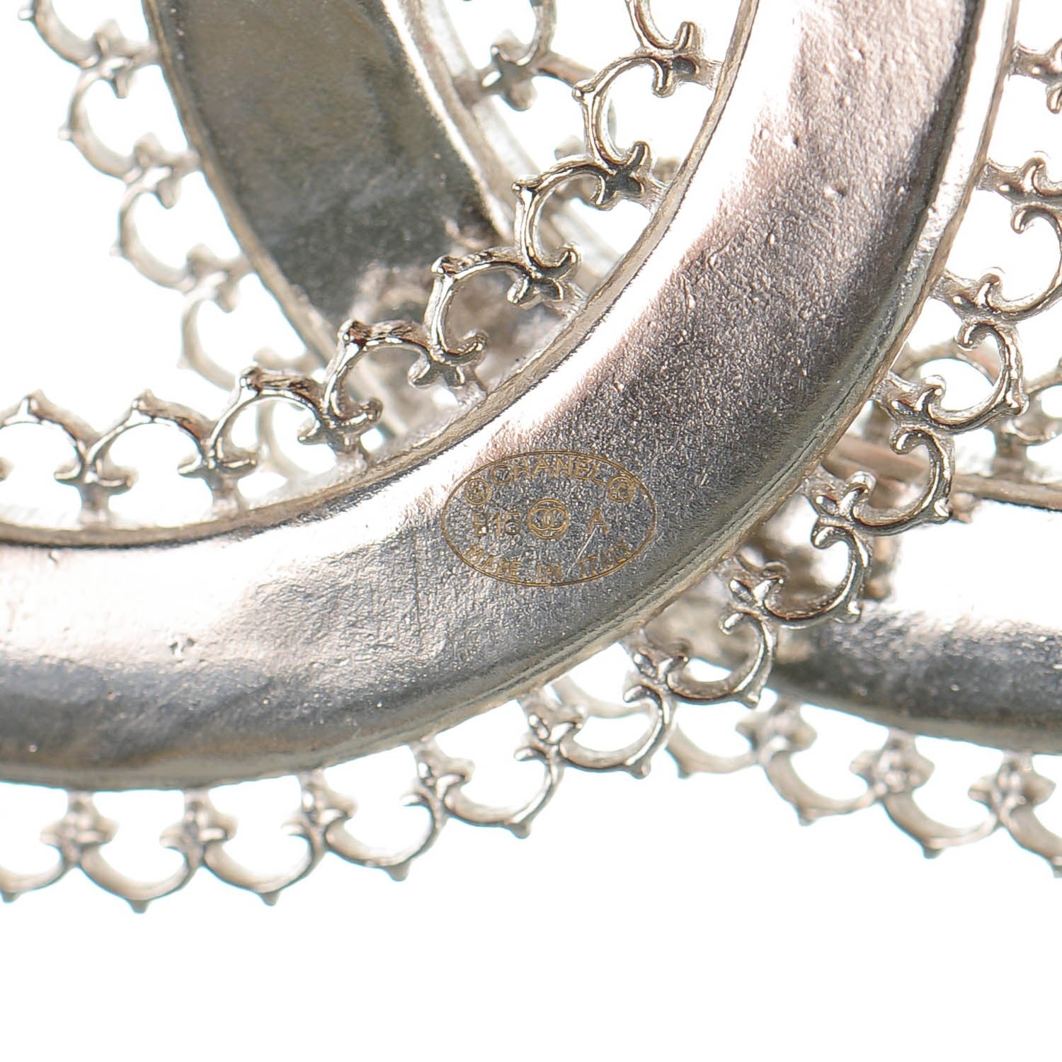 Chanel Large Scalloped CC Brooch Silver 4 of 5