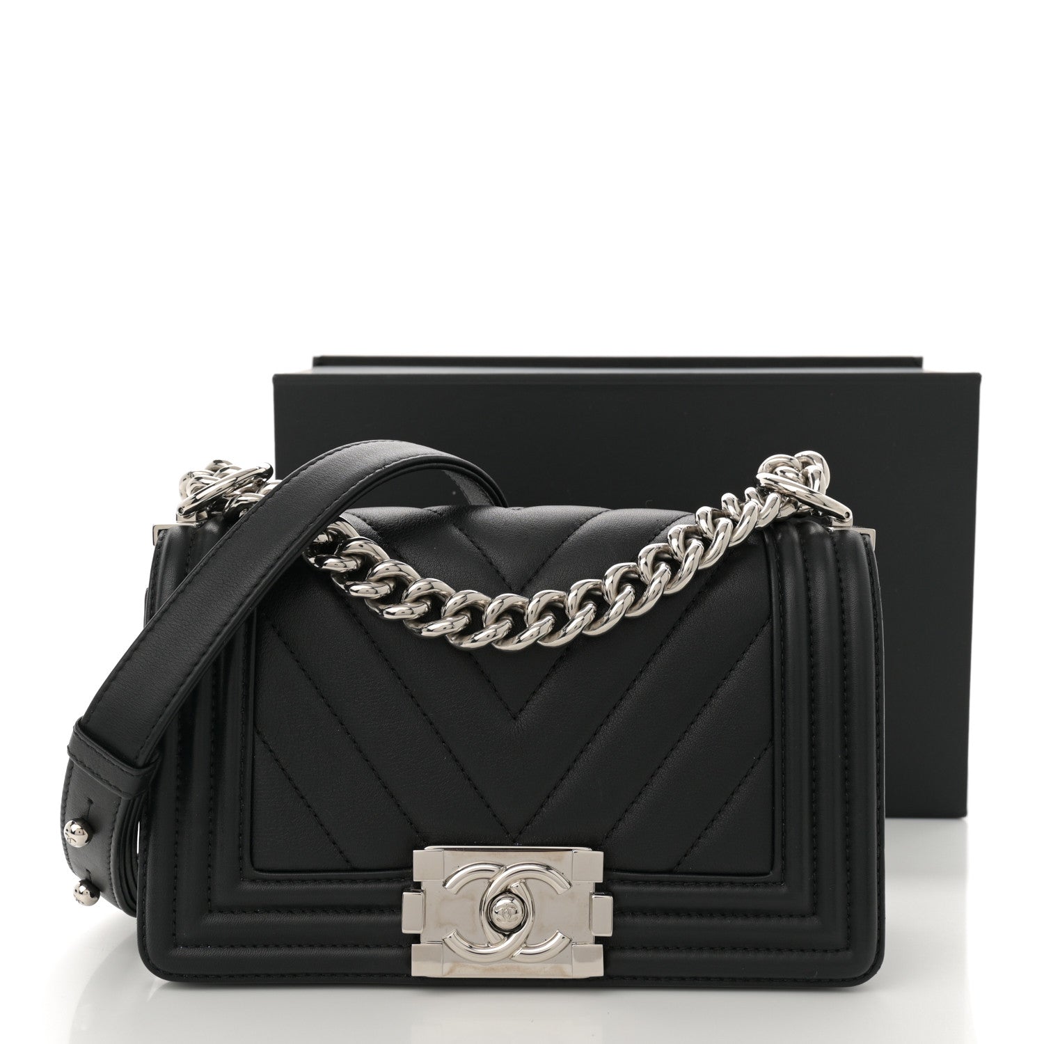 Chanel Lambskin Chevron Quilted Small Boy Flap Black 12 of 12