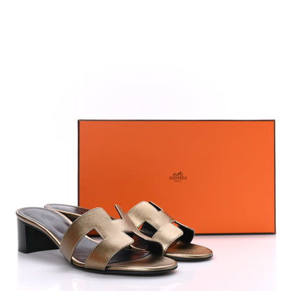 Hermes Metallic Epsom Oasis Sandals 38 Vert Bronze 9 of 9