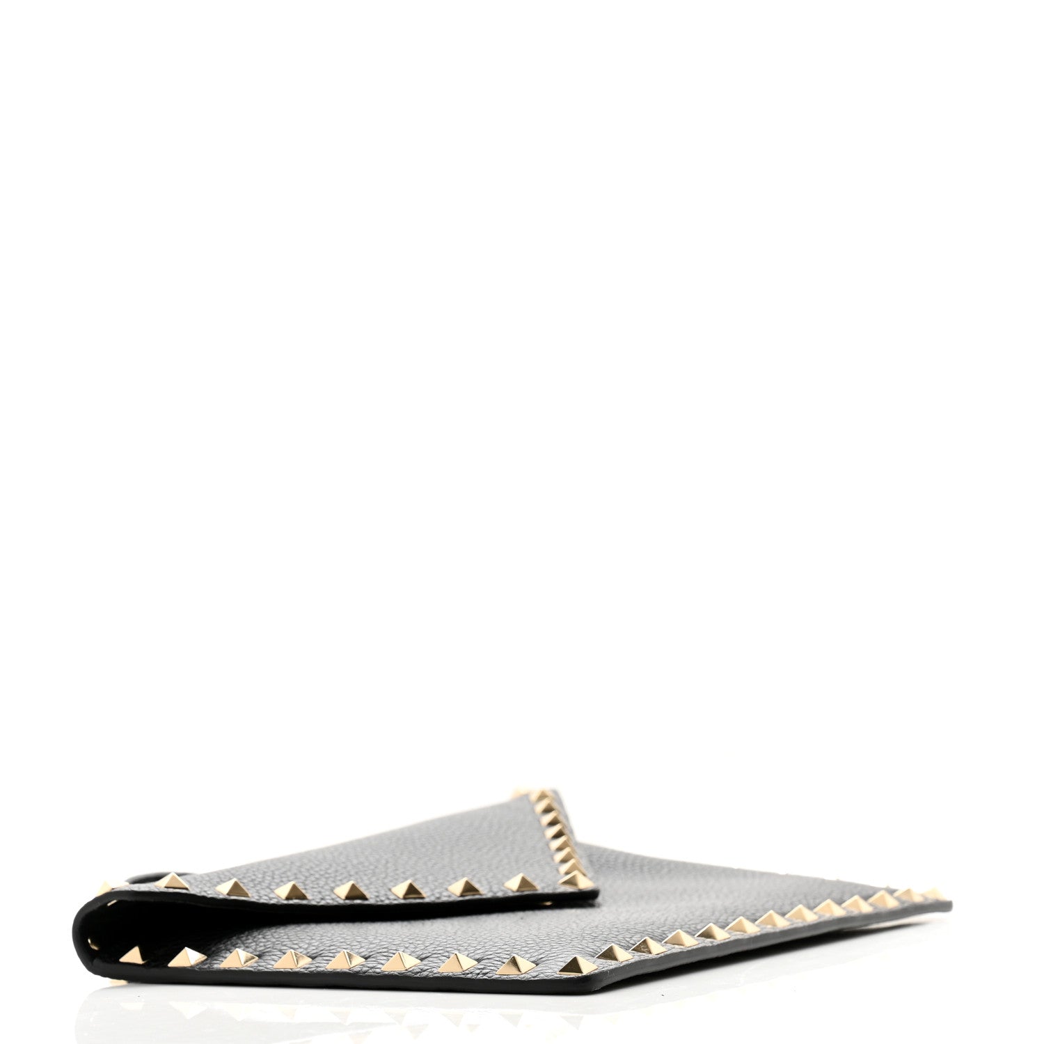 Valentino Garavani Pebbled Calfskin Medium Rockstud Envelope Flat Wristlet Pouch Black 4 of 8