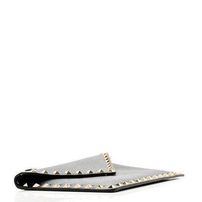 Valentino Garavani Pebbled Calfskin Medium Rockstud Envelope Flat Wristlet Pouch Black 4 of 8