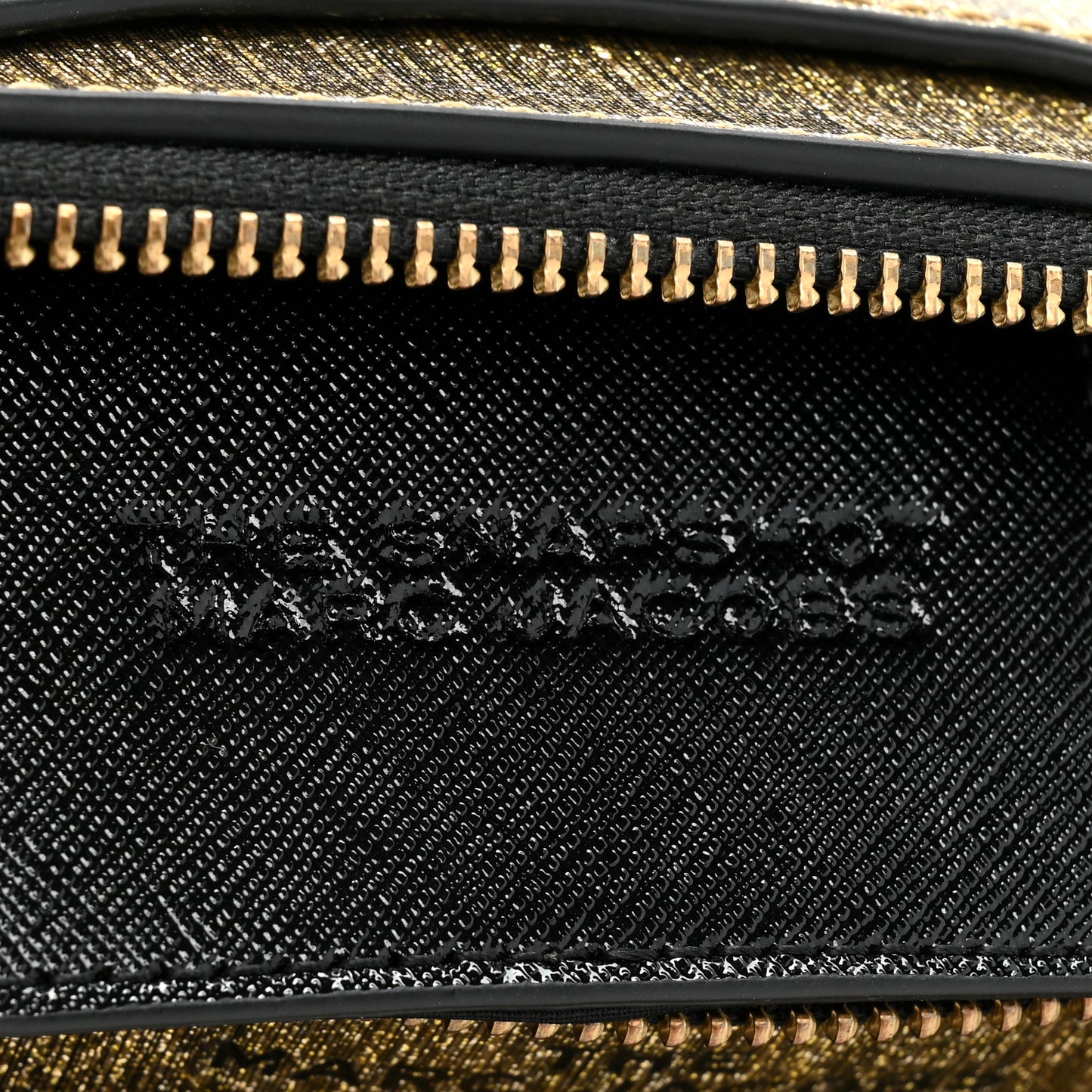 Metallic Calfskin Glitter Small Snapshot Camera Bag Gold Black