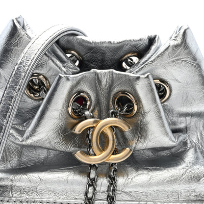 Chanel Metallic Aged Calfskin Quilted Small Gabrielle Bucket Silver 7 of 9