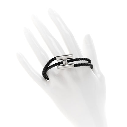 Hermes Swift Double Wrap Cord Tournis Tresse Bracelet T3 Black 2 of 5