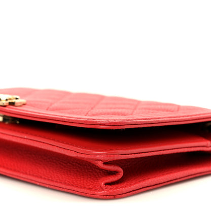 Chanel Caviar Quilted Boy Wallet On Chain WOC Red 11 of 11
