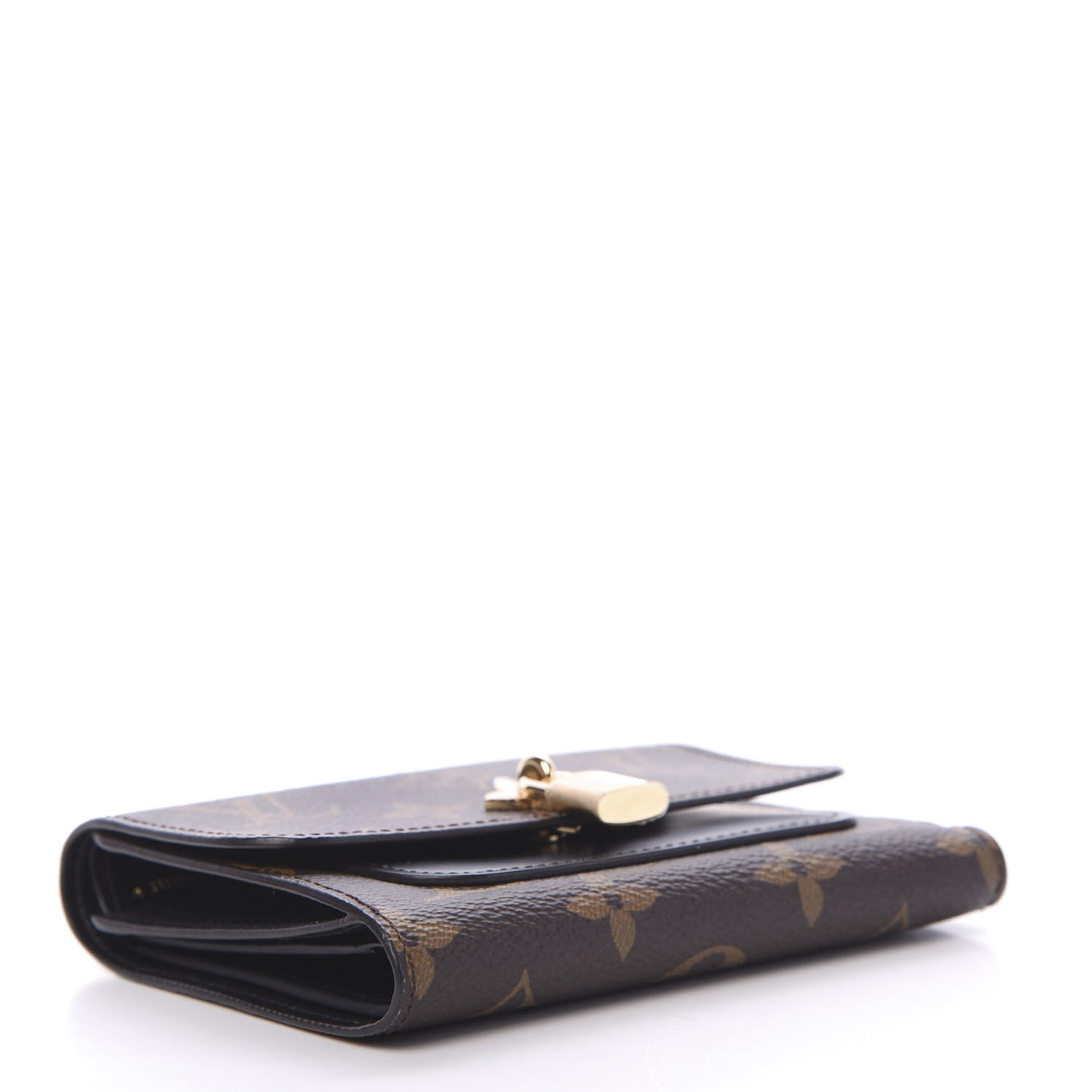 Monogram Flower Lock Compact Wallet Black