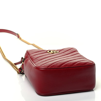 Gucci Azalea Calfskin Matelasse Diagonal Tall GG Marmont Crossbody Bag Romantic Cerise 3 of 4