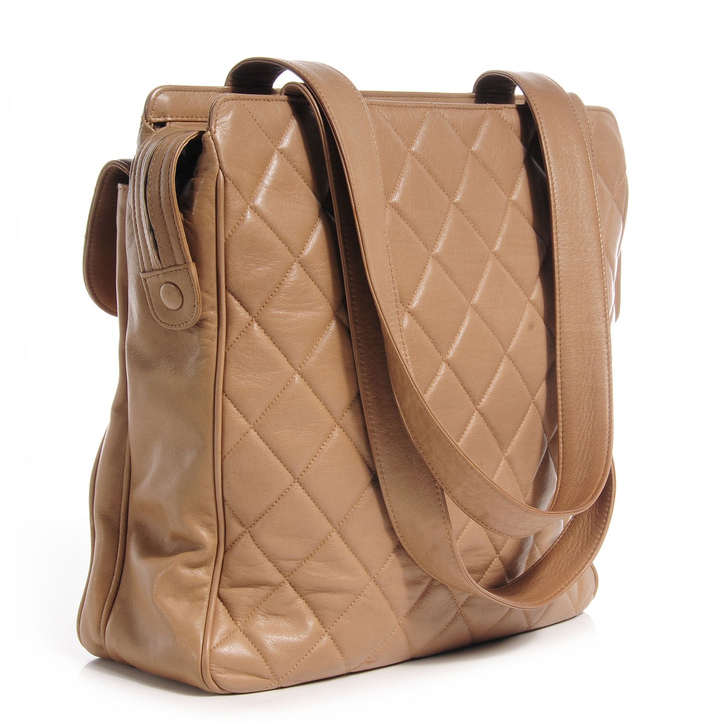 Lambskin Flap Shoulder Bag Beige