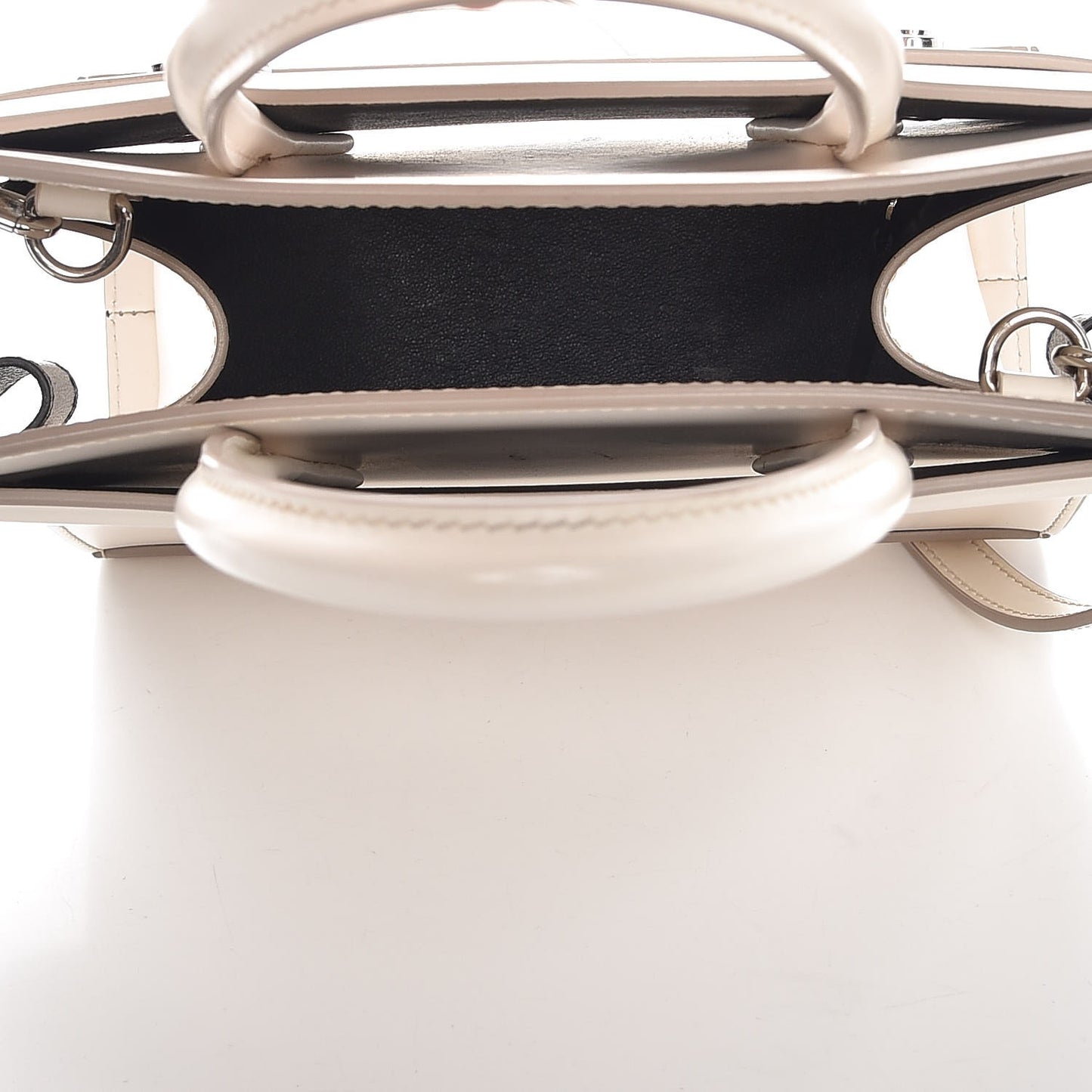 Smooth Calfskin Mini Horizon Satchel Off White
