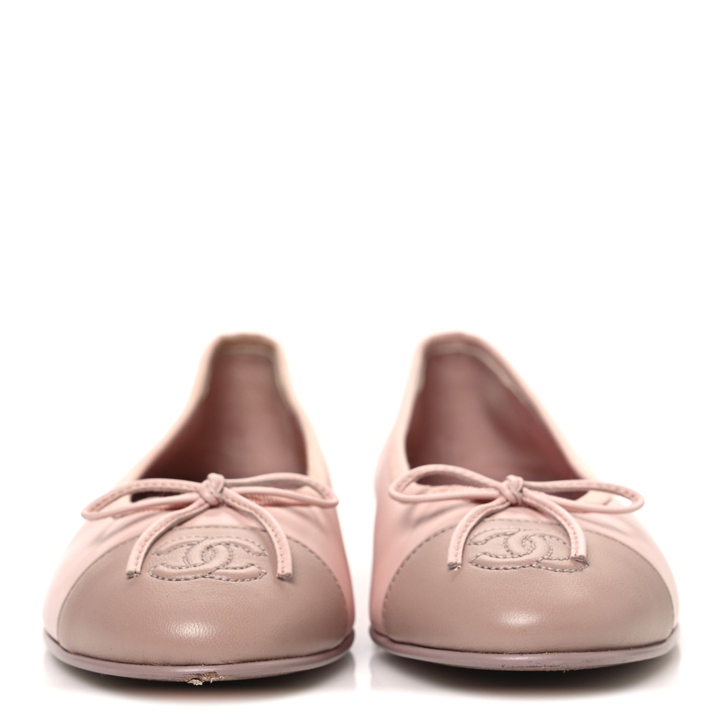 Lambskin Cap Toe CC Ballerina Flats 36.5 Light Pink Dark Pink