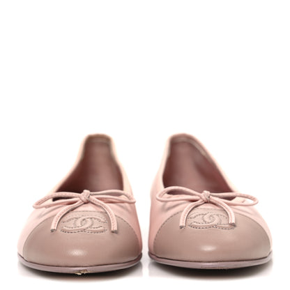 Chanel Lambskin Cap Toe CC Ballerina Flats 36.5 Light Pink Dark Pink 3 of 11