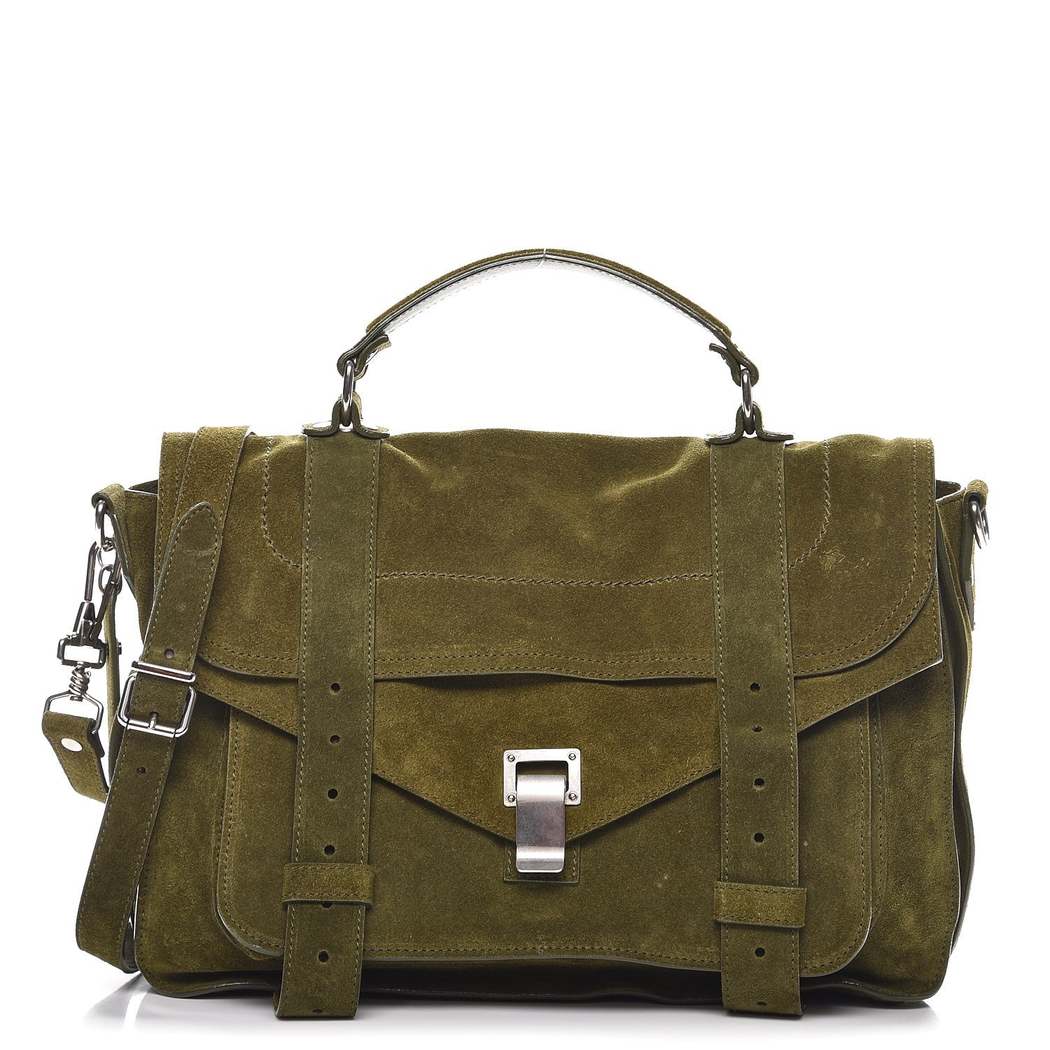 Proenza Schouler Suede PS1 Medium Satchel Olive 1 of 7