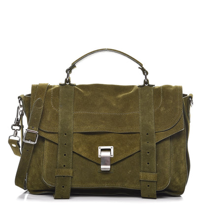 Proenza Schouler Suede PS1 Medium Satchel Olive 1 of 7
