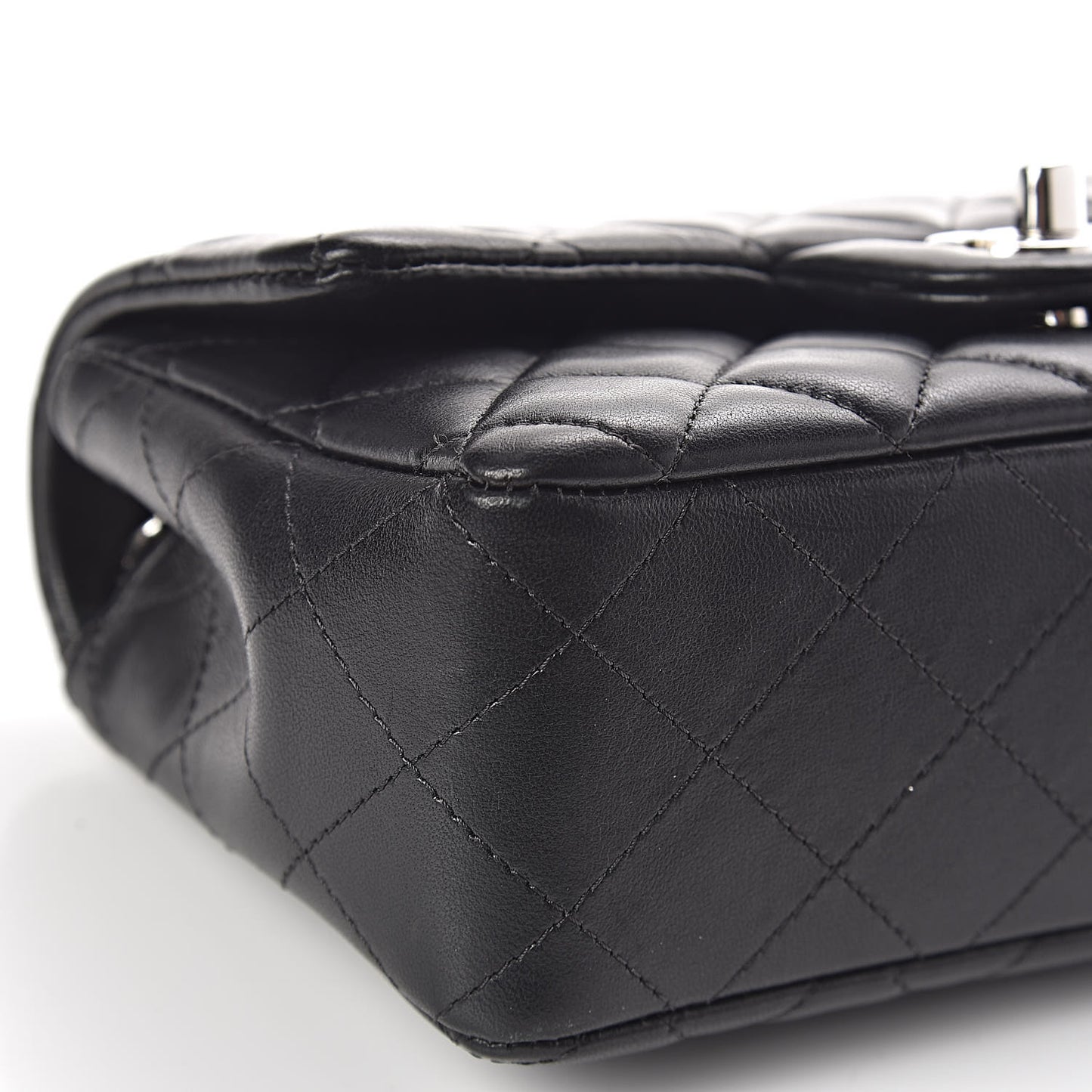 Lambskin Quilted Mini Rectangular Flap Black
