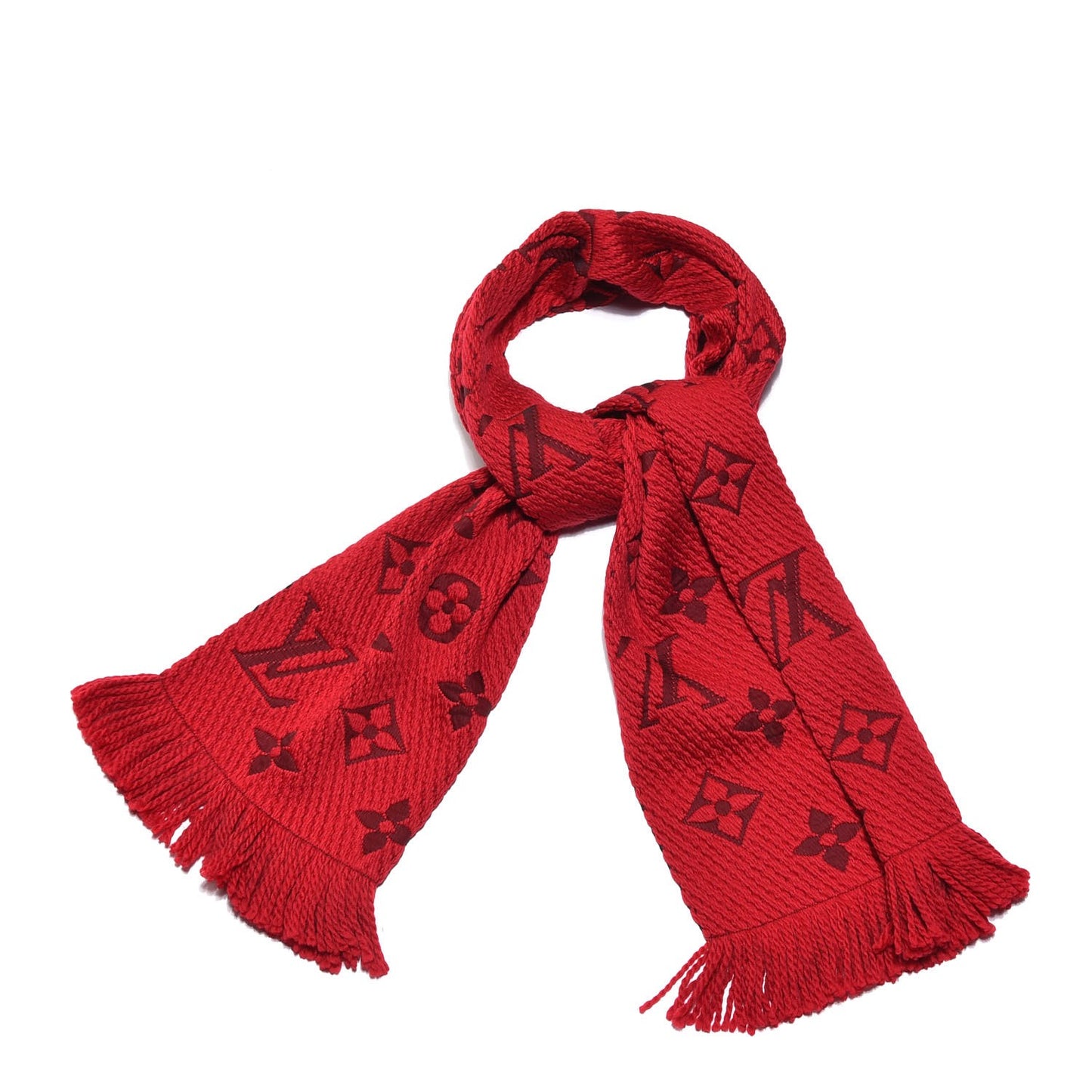 Wool Silk Logomania Scarf Rubis