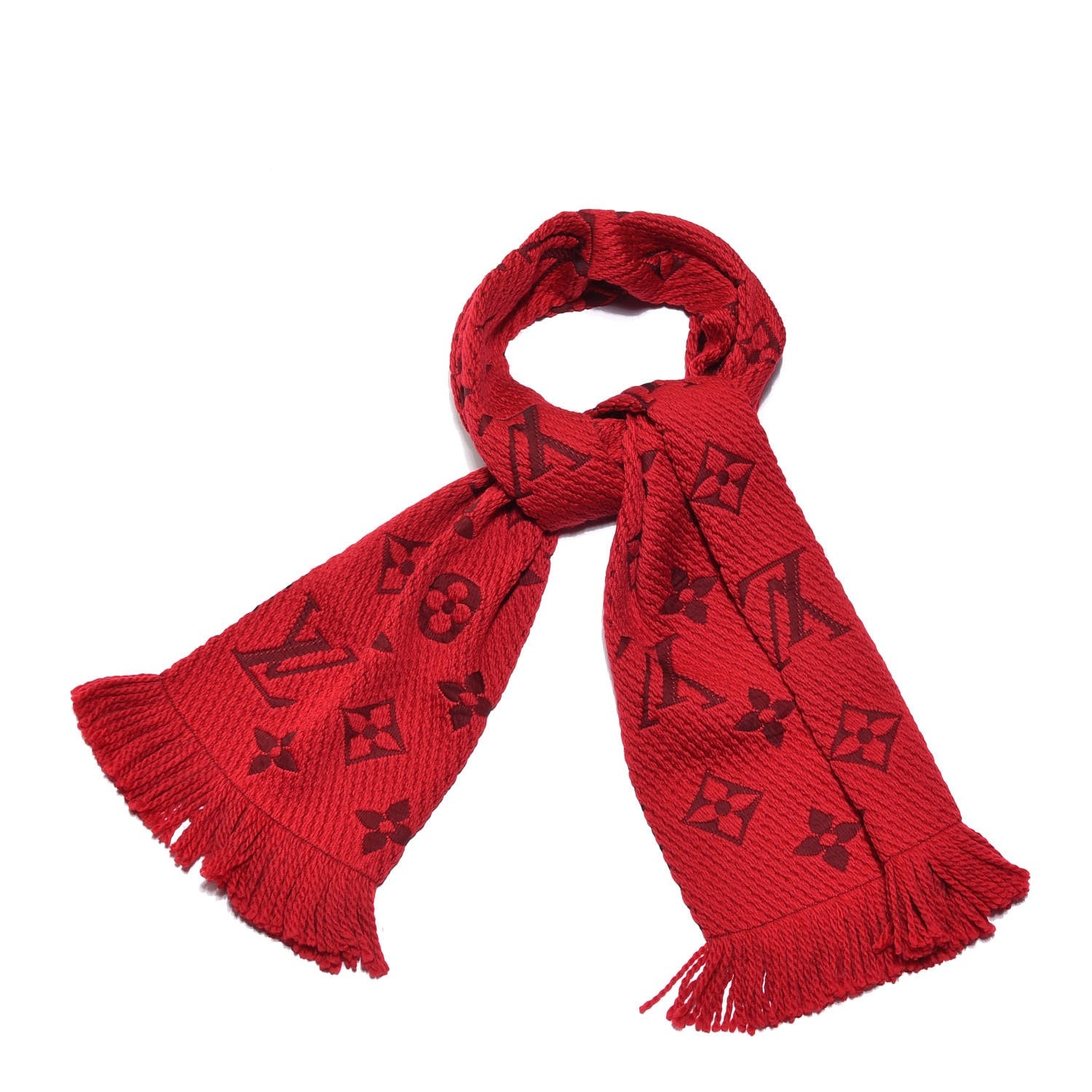 Louis Vuitton Wool Silk Logomania Scarf Rubis 1 of 3
