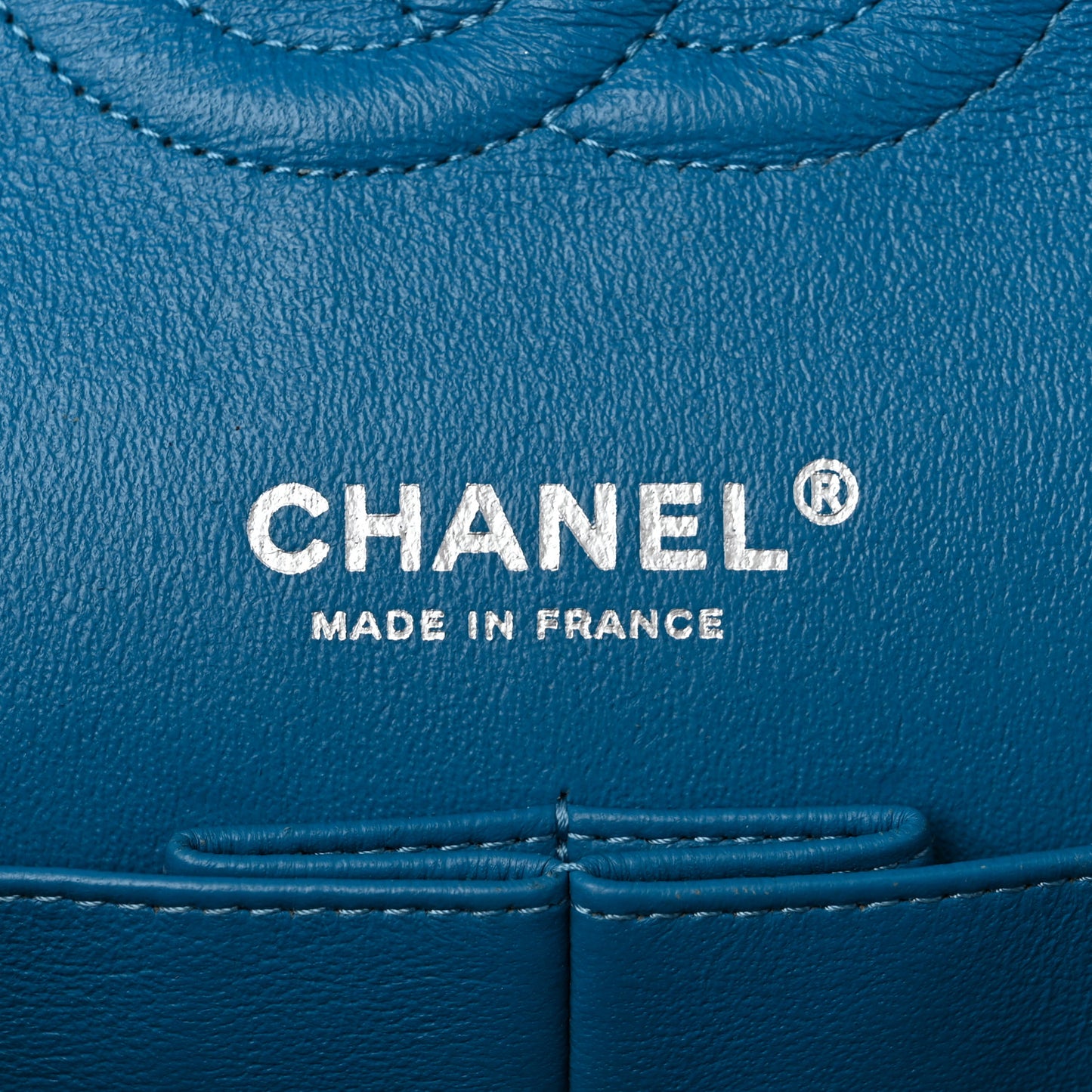 Iridescent Caviar Quilted Medium Double Flap Blue