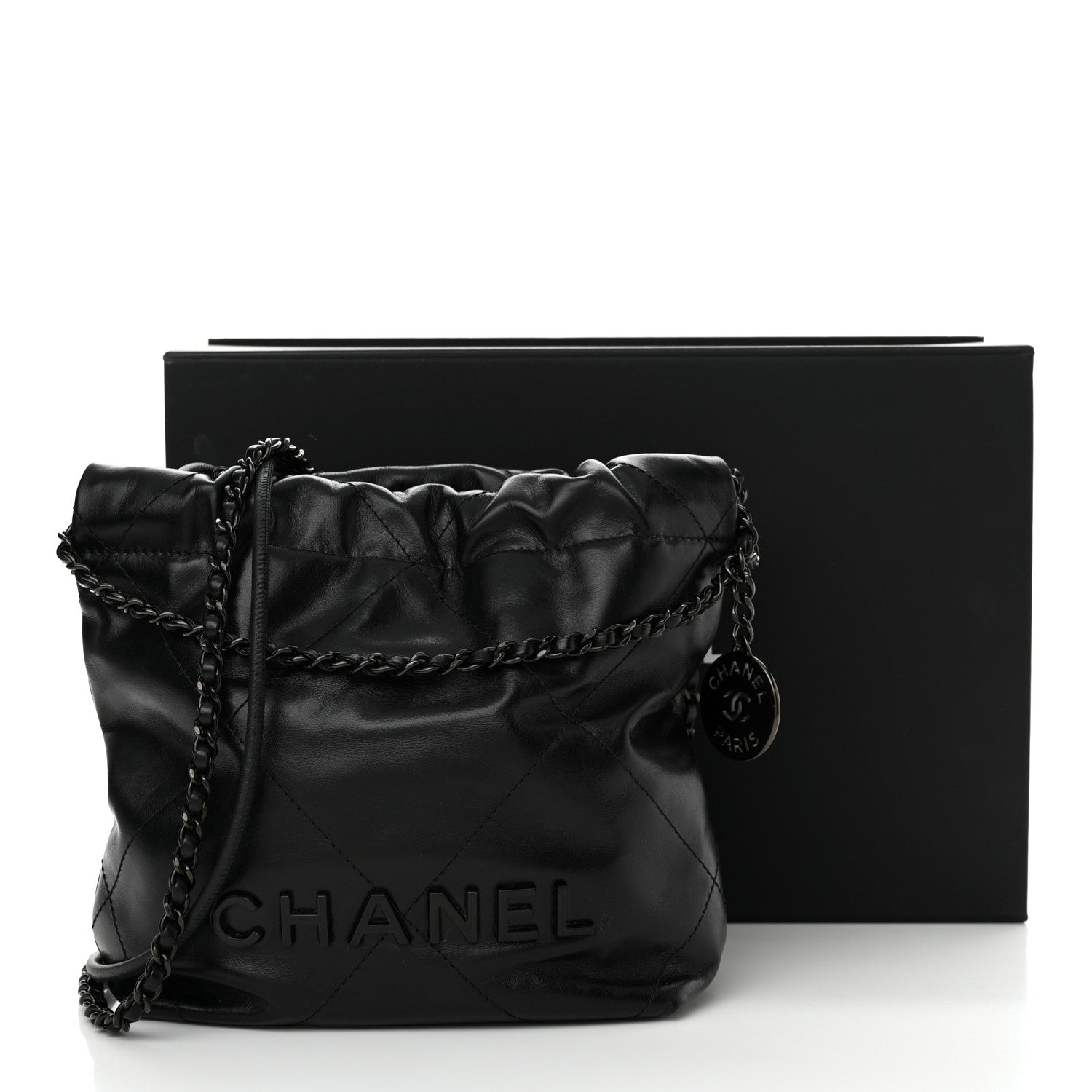 Chanel Shiny Calfskin Quilted Mini Chanel 22 So Black 11 of 11