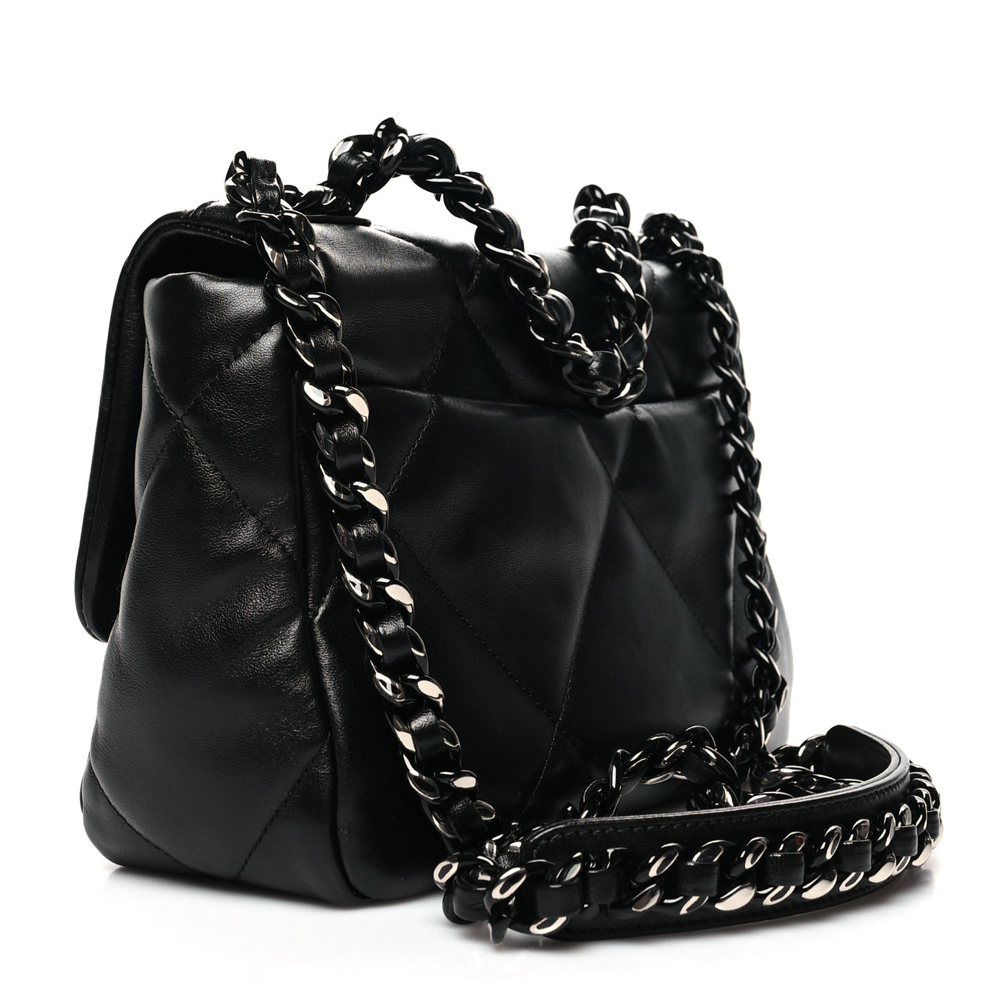 Lambskin Quilted Medium Chanel 19 Flap So Black
