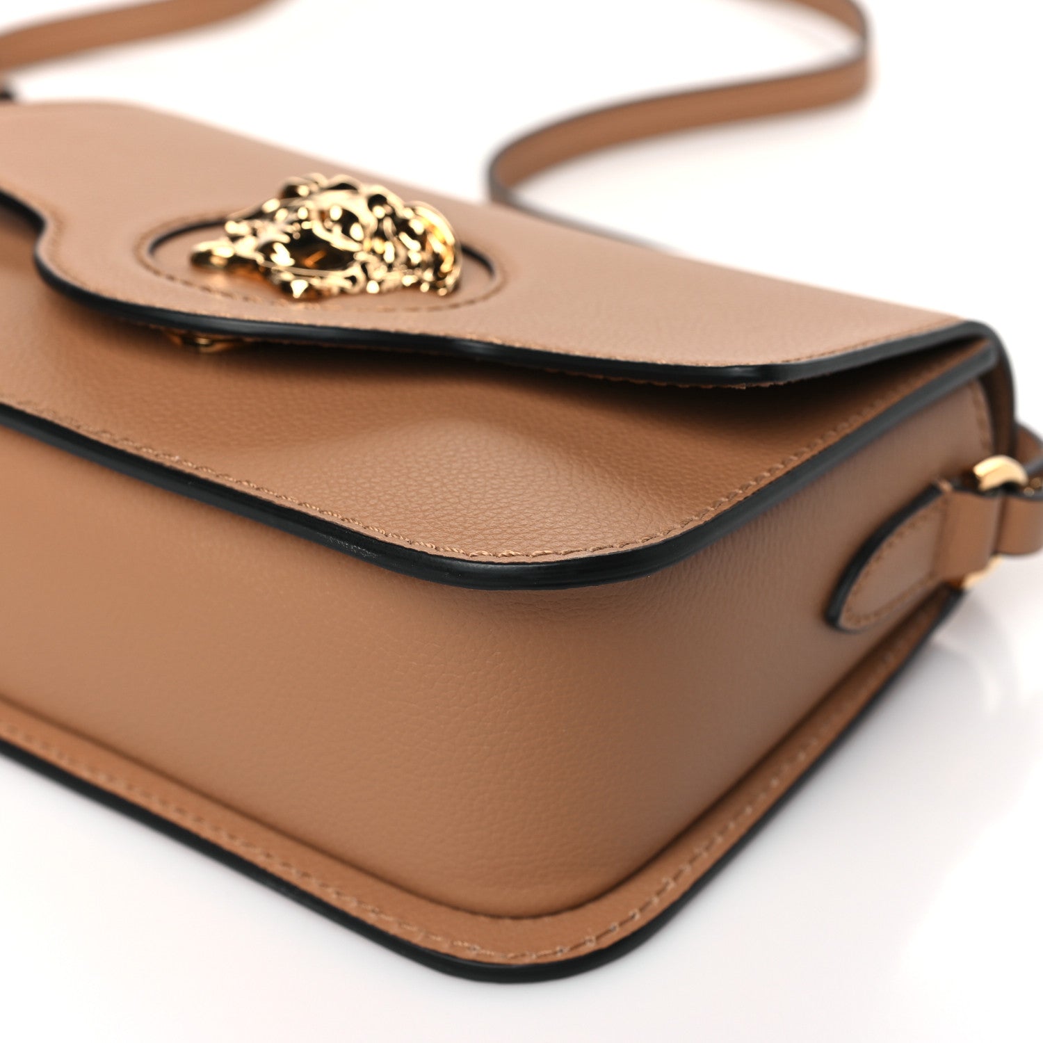 Versace Grained Calfskin La Medusa Flap Shoulder Bag Brown 8 of 8