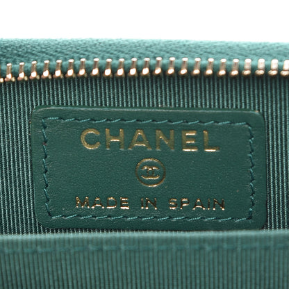 Chanel Metallic Caviar Quilted Zip Coin Purse Green 6 of 10