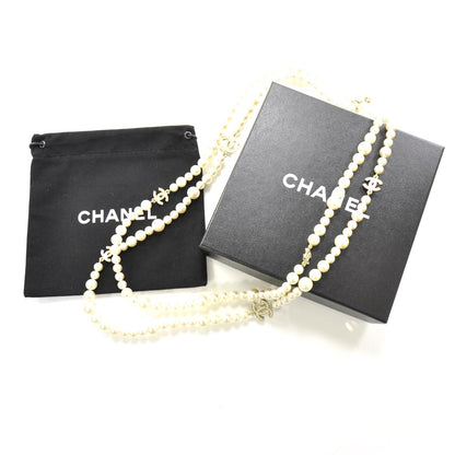 Chanel Pearl Crystal CC Double Strand Necklace Gold 3 of 5