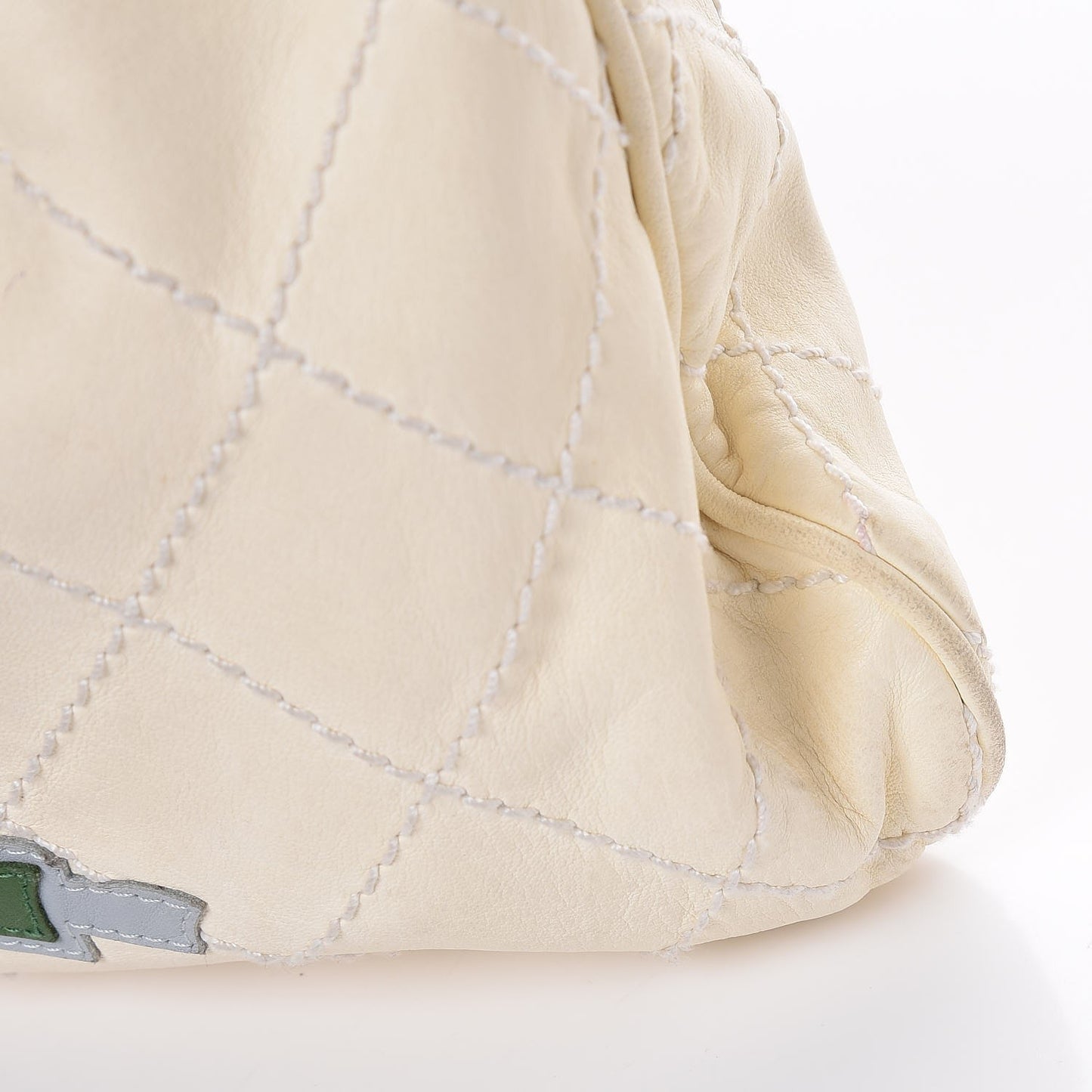 Lambskin Stitched Camellia Shoulder Bag White