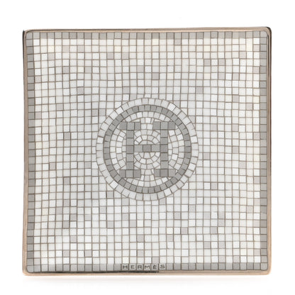 Hermes Porcelain Mosaique Au 24 Platinum Square Plate N°1 1 of 4