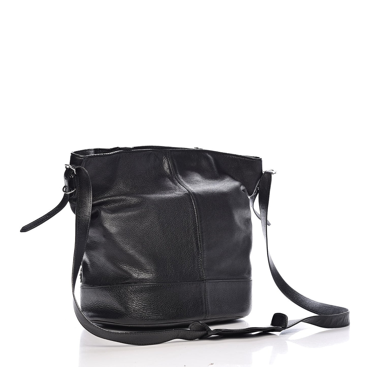 Veau Papier Classic Hardware Drop Bucket Bag Black